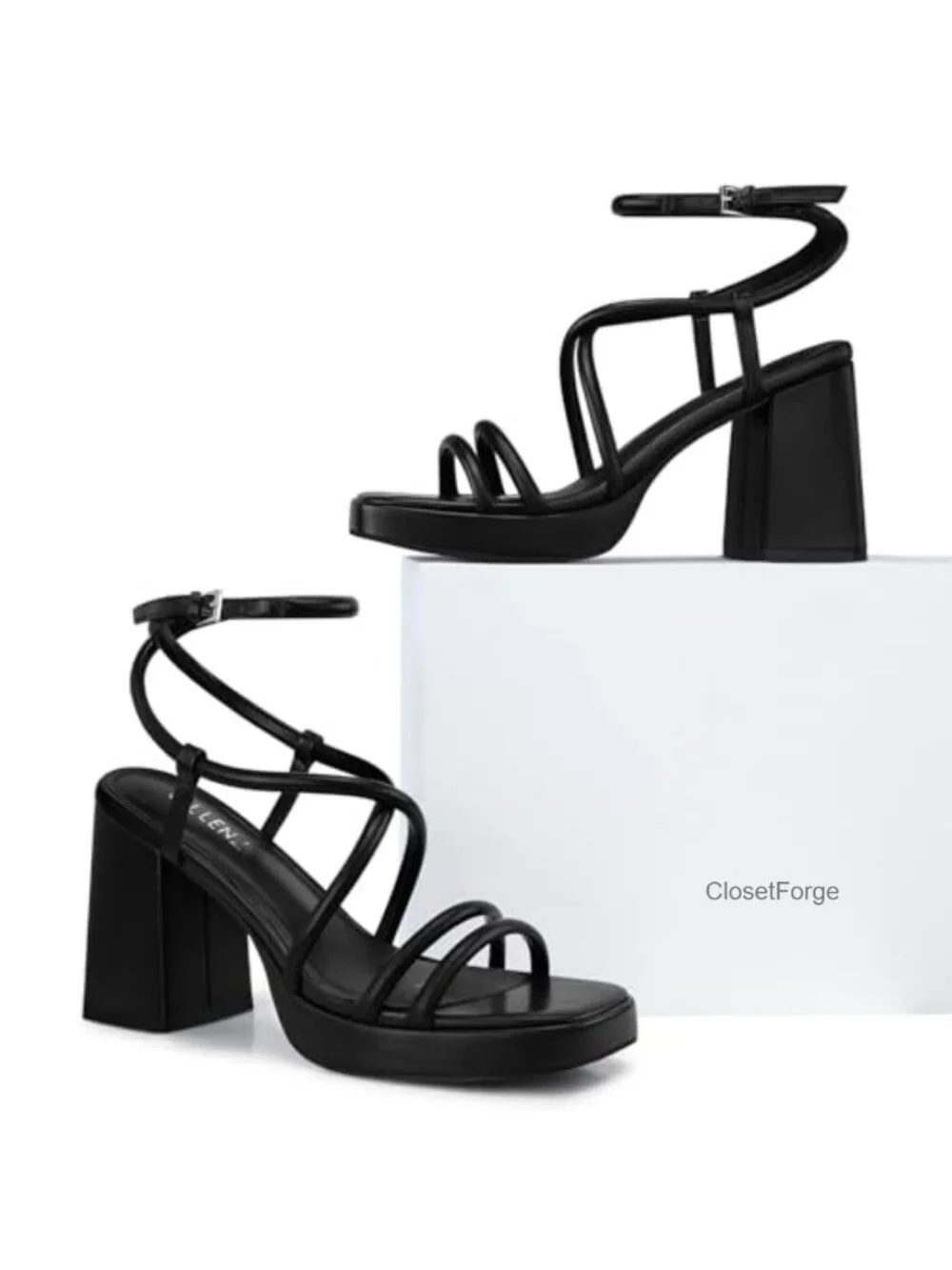 Chunky Platform Heels Strappy High Heel Sandals Women's 4.3 Inch Block Heel